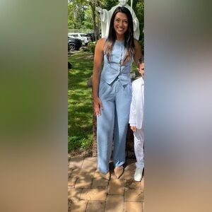 Women's Blue Sleeveless Pant Set